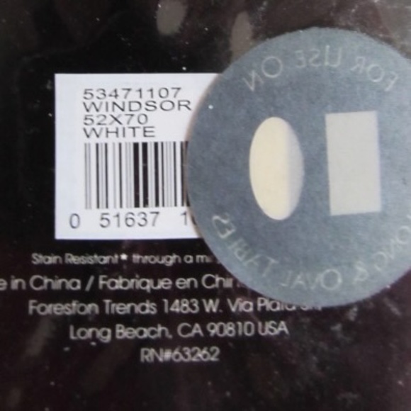 Windsor Tablecloth White 52X70 Inches Oblong Stain Resistant New in Package - Picture 7 of 8